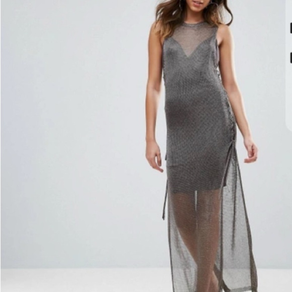 Wow Couture Sheer Metallic Knit Dress – Size Medium